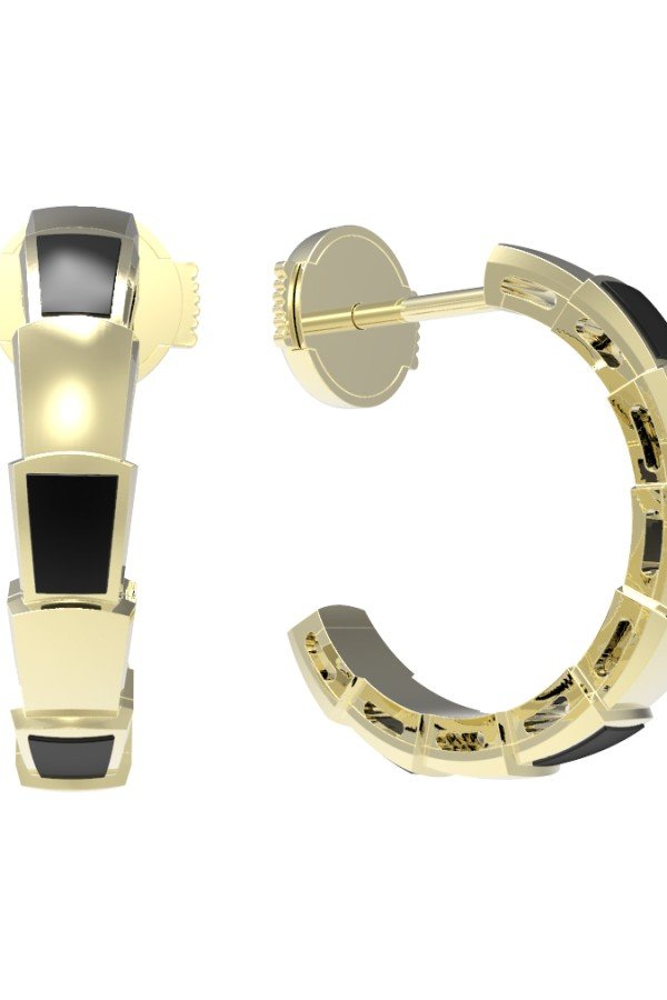 Серьги из лимонного золота c ониксом