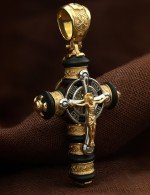 Крест из лимонного золота c ониксом