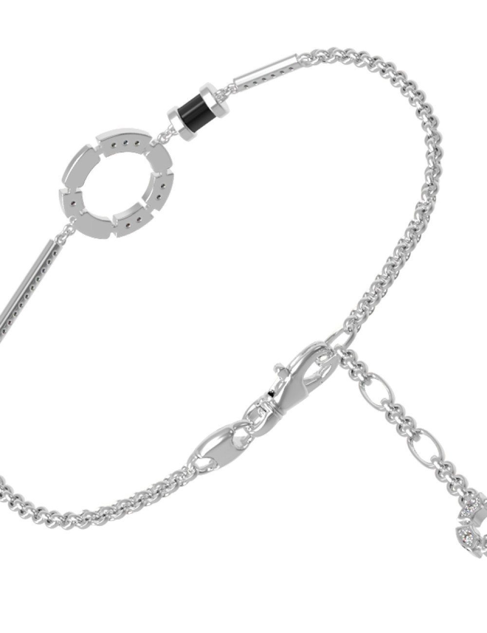 Браслет из белого золота c бриллиантами и ониксом