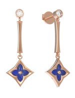 Серьги из золота c фианитом и лазуритом