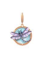 Подвеска из золота c бирюзой, аметистом и эмалью