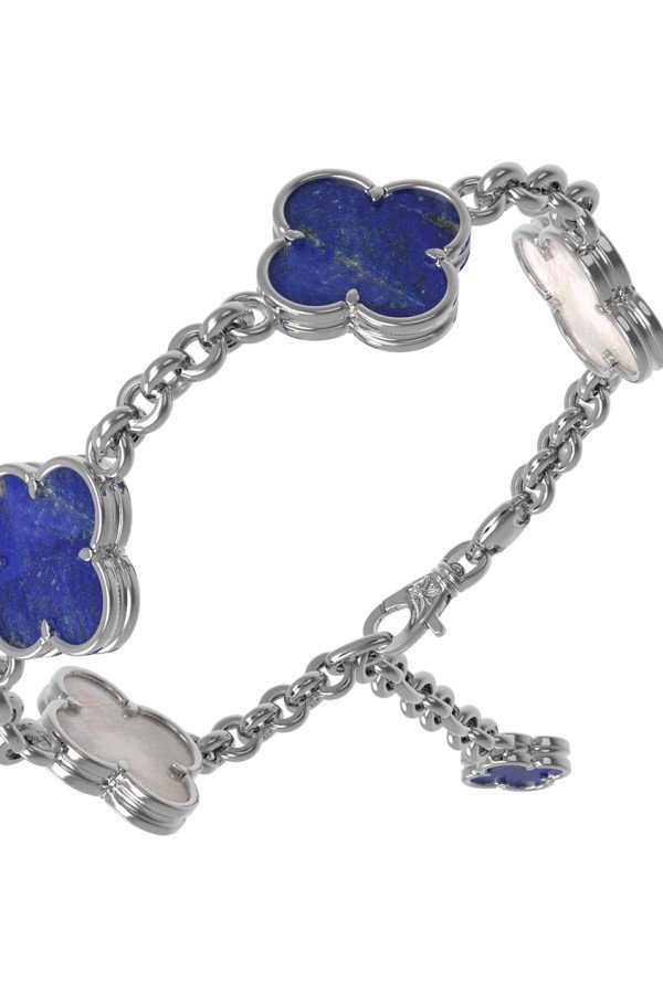 Браслет из белого золота c лазуритом и перламутром