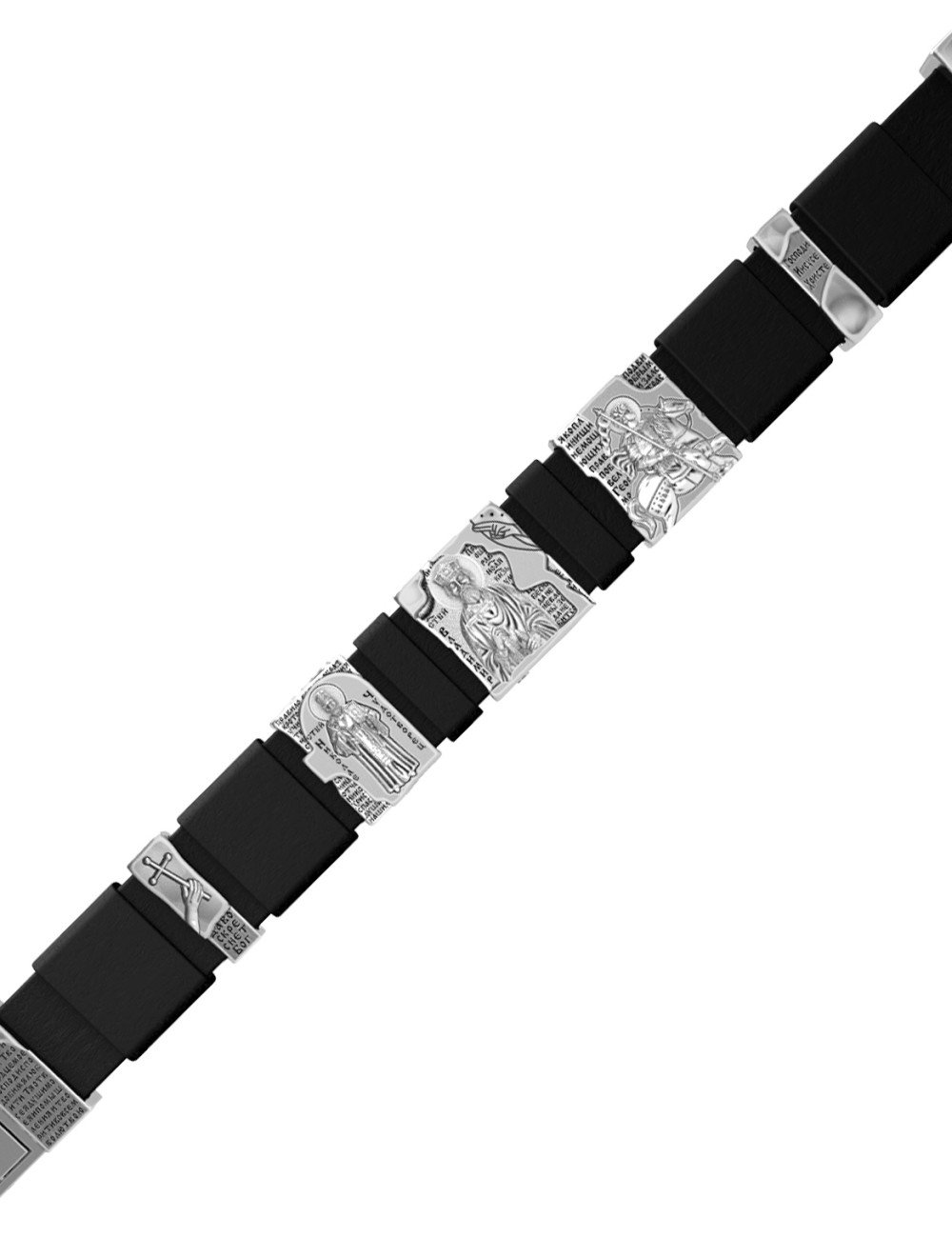 Браслет из белого золота c кожаным шнурком