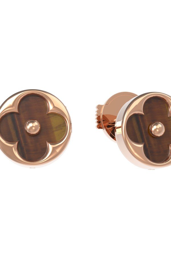 Серьги из золота c тигровым глазом