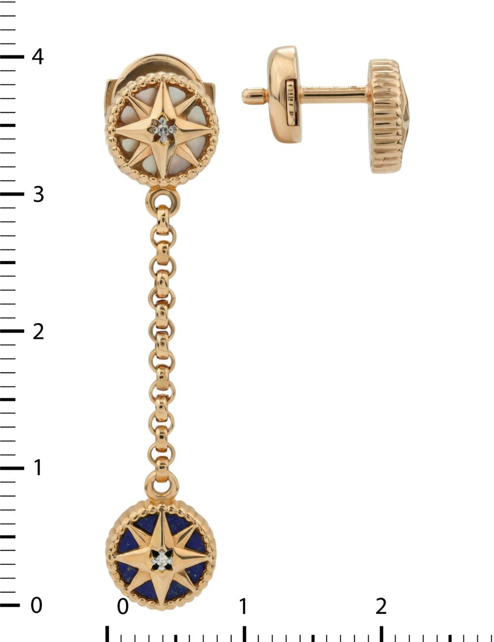 Серьги из золота c бриллиантами, лазуритом и перламутром