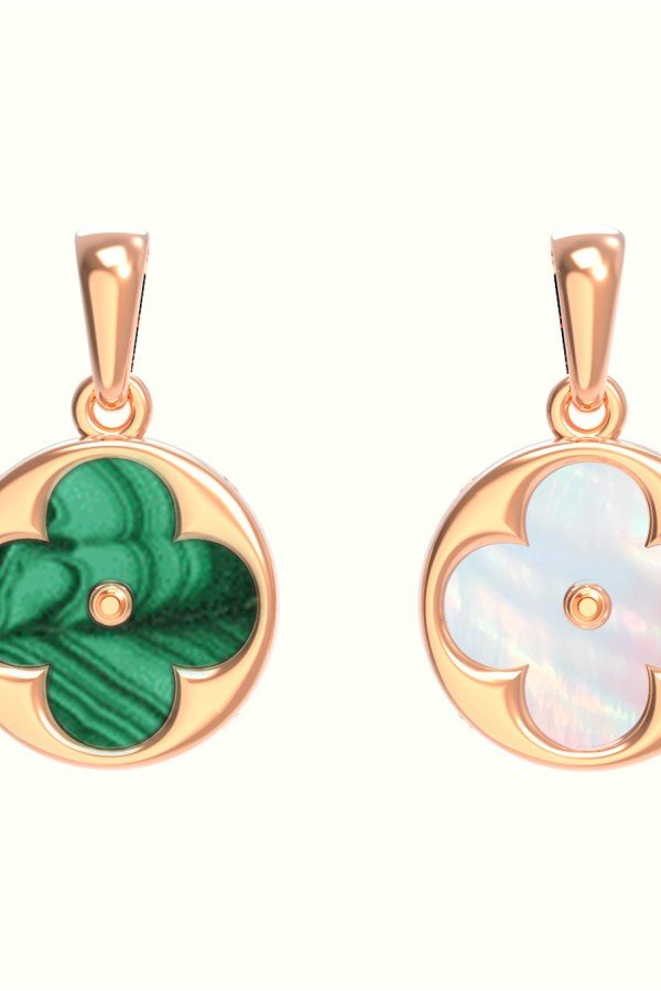 Подвеска из золота c малахитом и перламутром