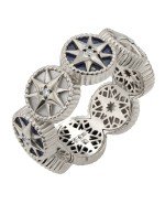 Кольцо из белого золота c бриллиантами, лазуритом и перламутром