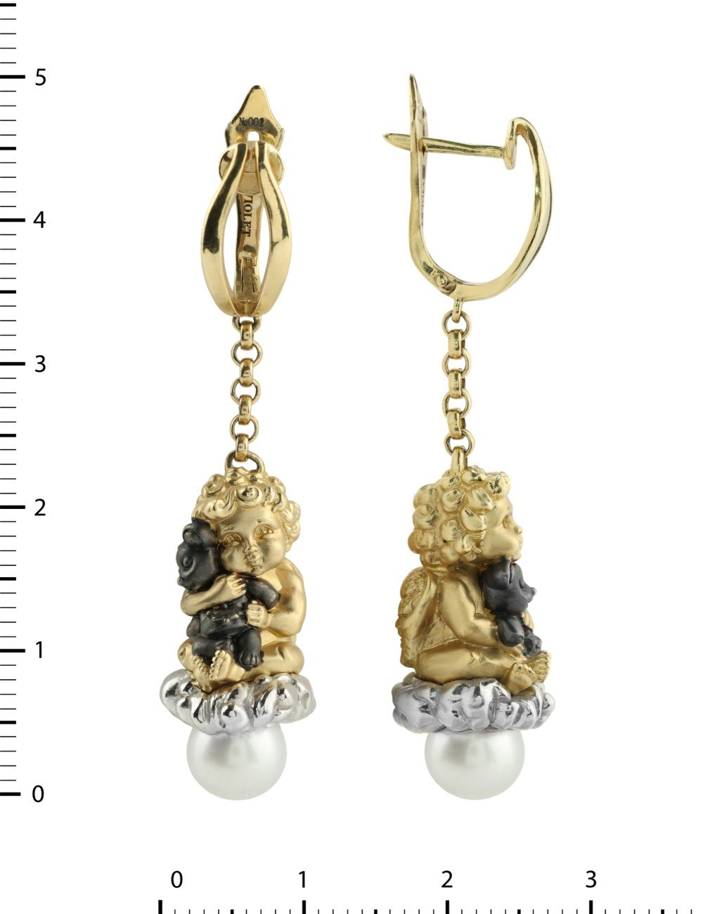 Серьги из лимонного золота c жемчугом