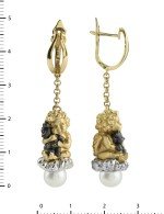 Серьги из лимонного золота c жемчугом