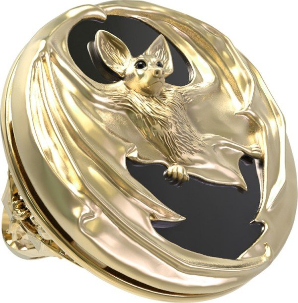 Кольцо из лимонного золота c эмалью и ониксом