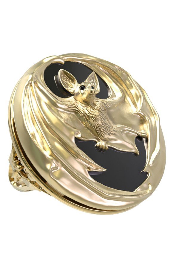 Кольцо из лимонного золота c эмалью и ониксом