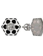 Серьги из белого золота c ониксом и перламутром