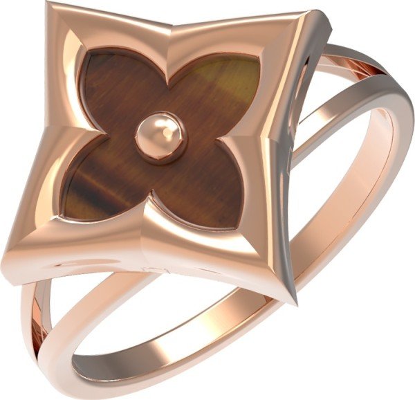 Кольцо из золота c тигровым глазом