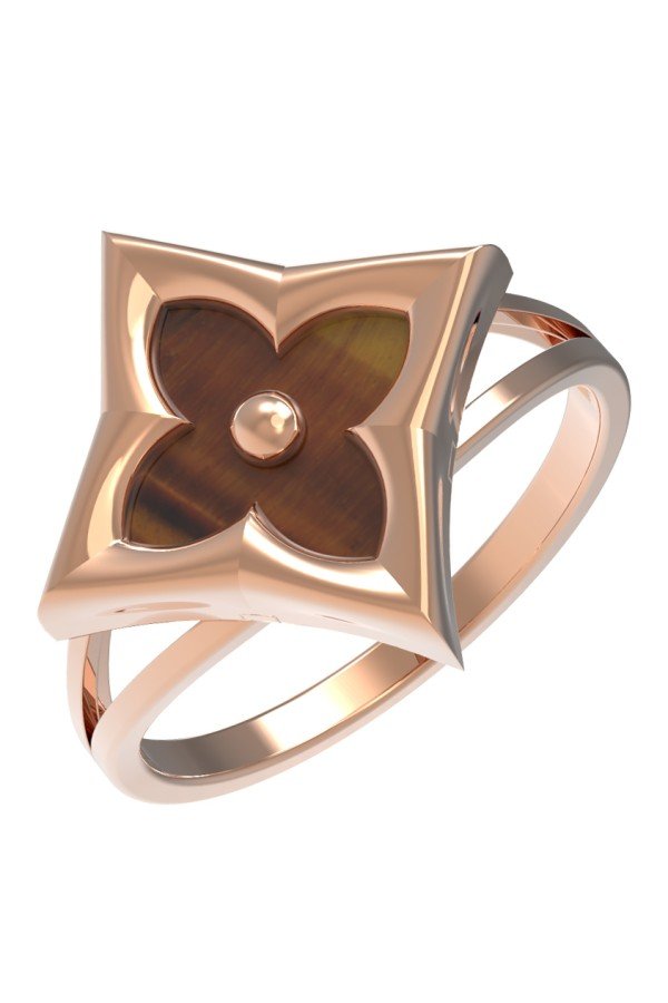 Кольцо из золота c тигровым глазом