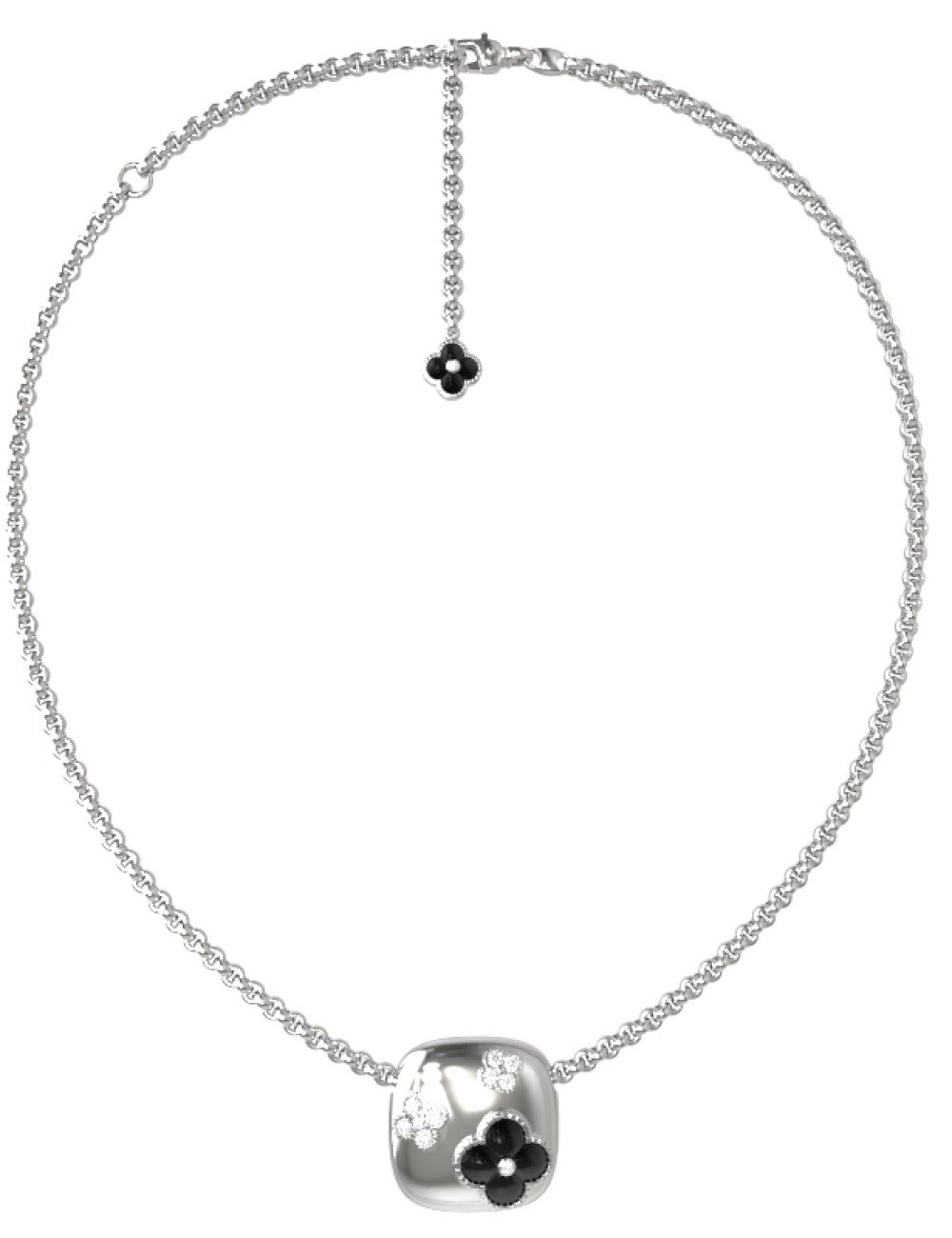 Колье из белого золота c бриллиантами и ониксом