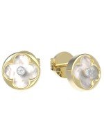 Серьги из лимонного золота c бриллиантами и перламутром