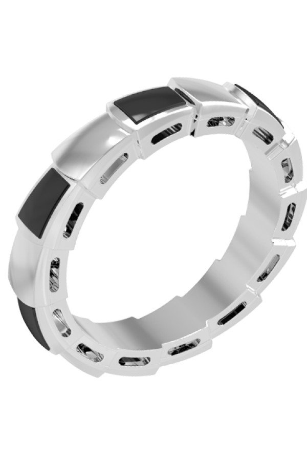 Кольцо из белого золота c ониксом