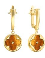 Серьги из лимонного золота c тигровым глазом
