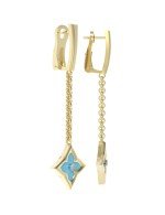 Серьги из лимонного золота c бриллиантами и бирюзой