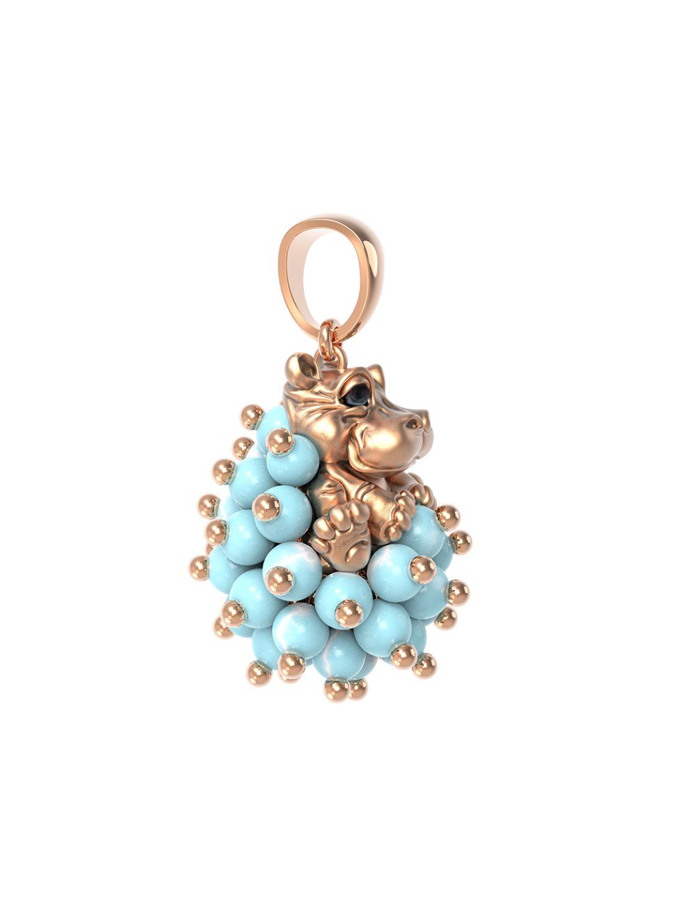 Подвеска из золота c эмалью и бирюзой