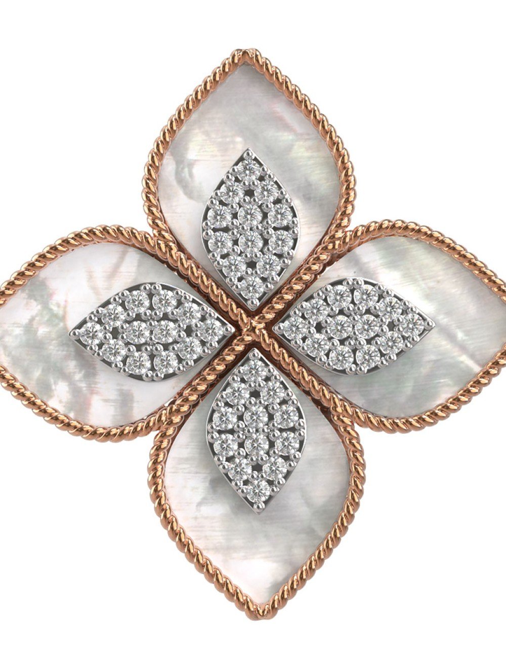 Кольцо из золота c бриллиантами и перламутром