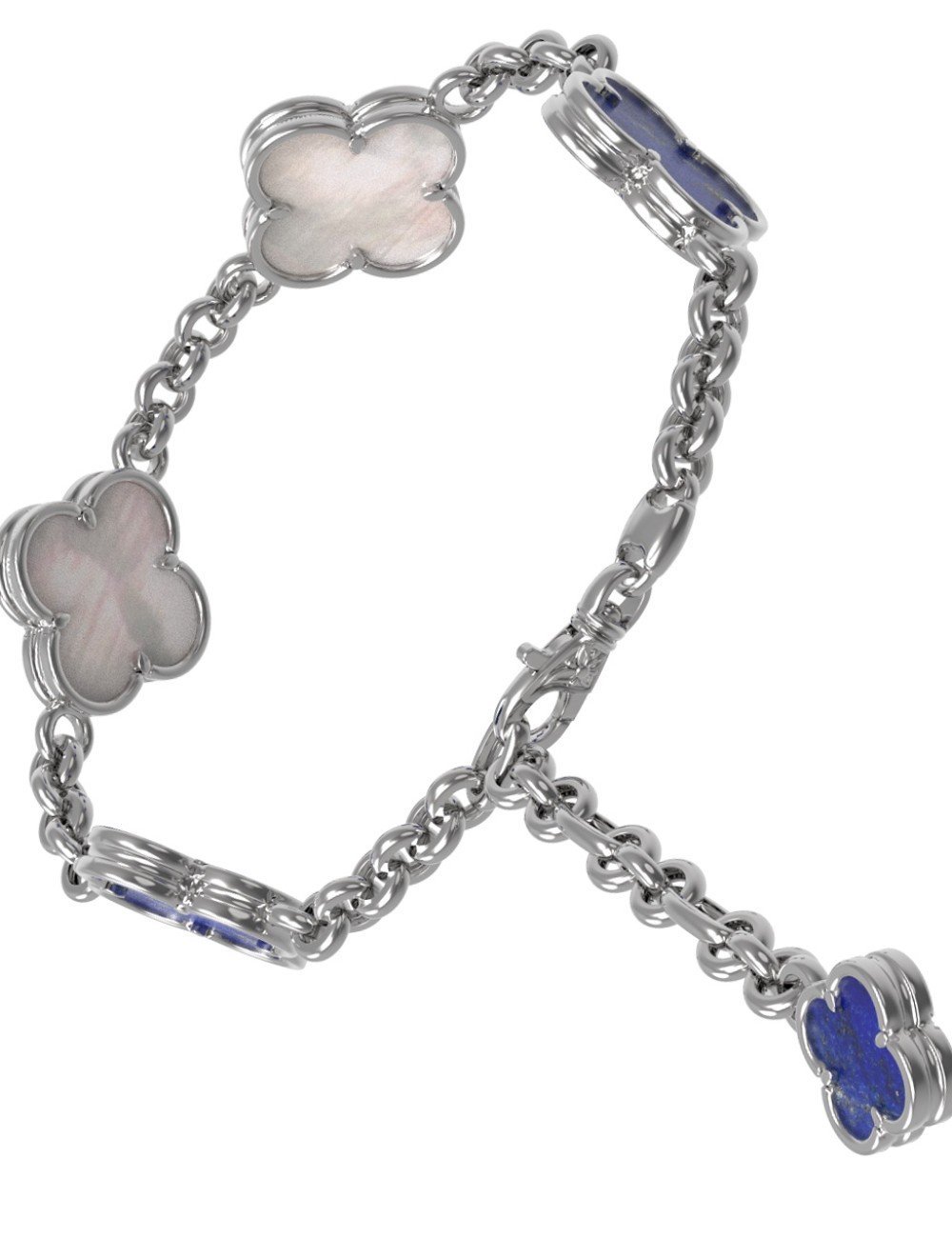 Браслет из белого золота c лазуритом и перламутром