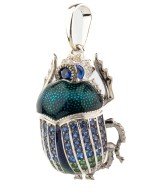 Подвеска из белого золота c эмалью, фианитом и сапфиром