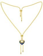 Колье из лимонного золота c фианитом, лазуритом и перламутром