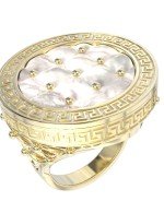 Кольцо из лимонного золота c эмалью и перламутром