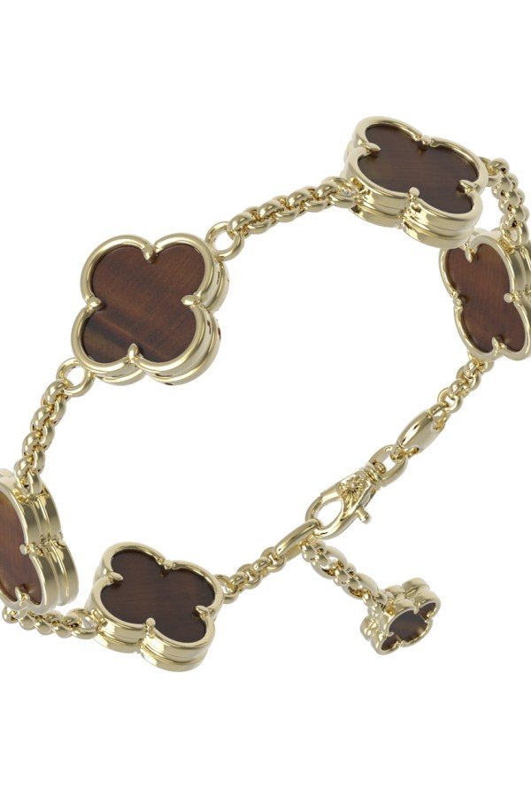 Браслет из лимонного золота c тигровым глазом