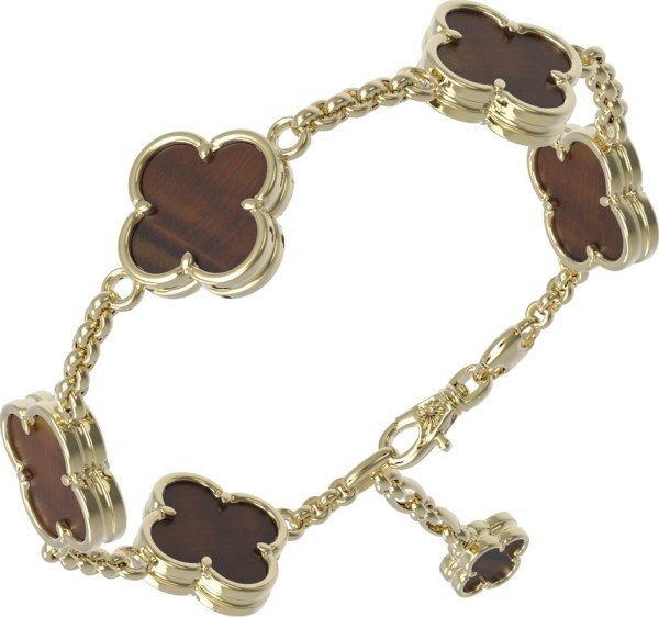 Браслет из лимонного золота c тигровым глазом