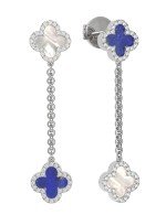 Серьги из белого золота c бриллиантами, лазуритом и перламутром