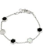 Браслет из белого золота c ониксом и перламутром