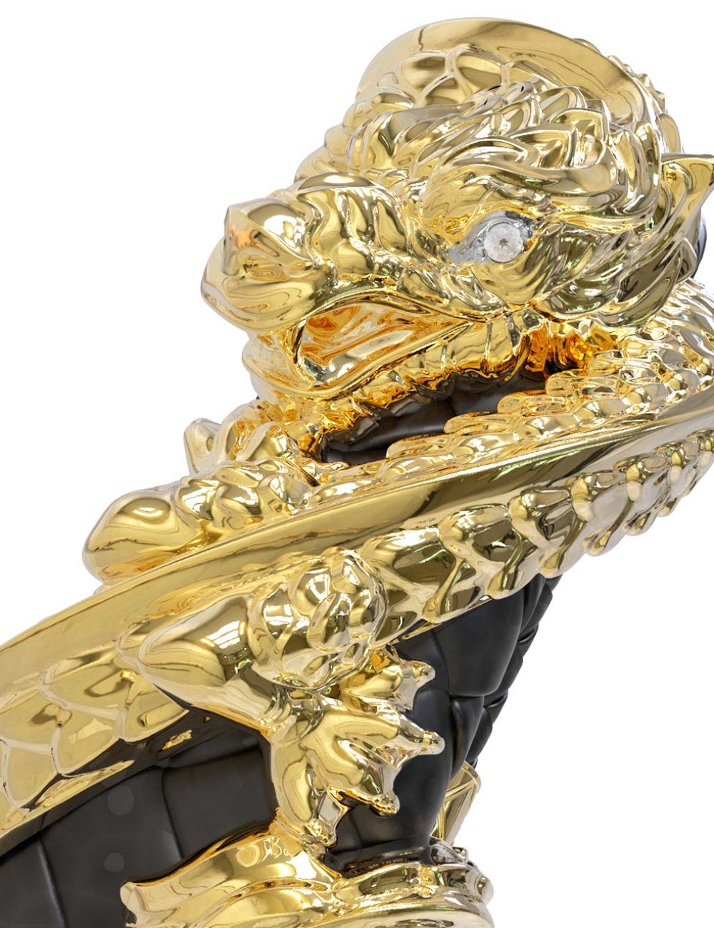 Браслет из лимонного золота c бриллиантами и кожаным шнурком