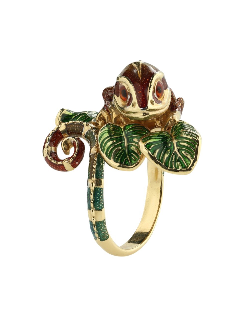 Кольцо из лимонного золота c эмалью