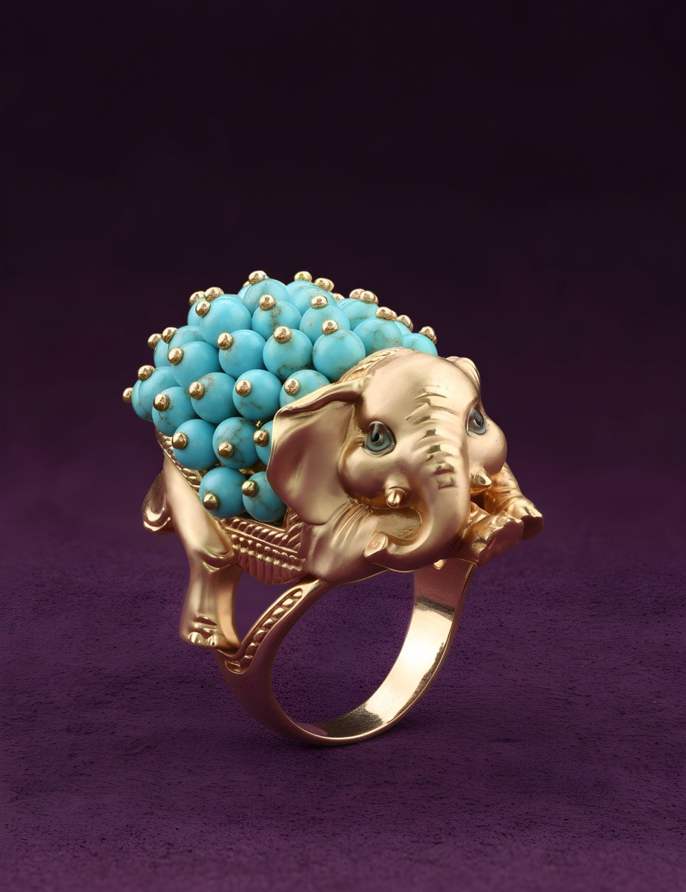 Кольцо из золота c эмалью и бирюзой