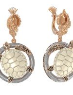 Серьги из золота c эмалью и бивнем мамонта