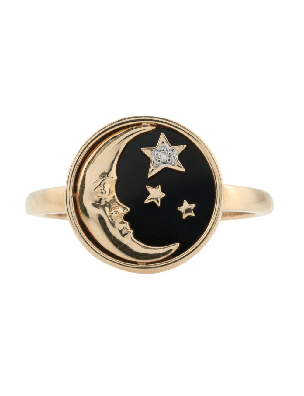 Кольцо из золота c бриллиантами и ониксом