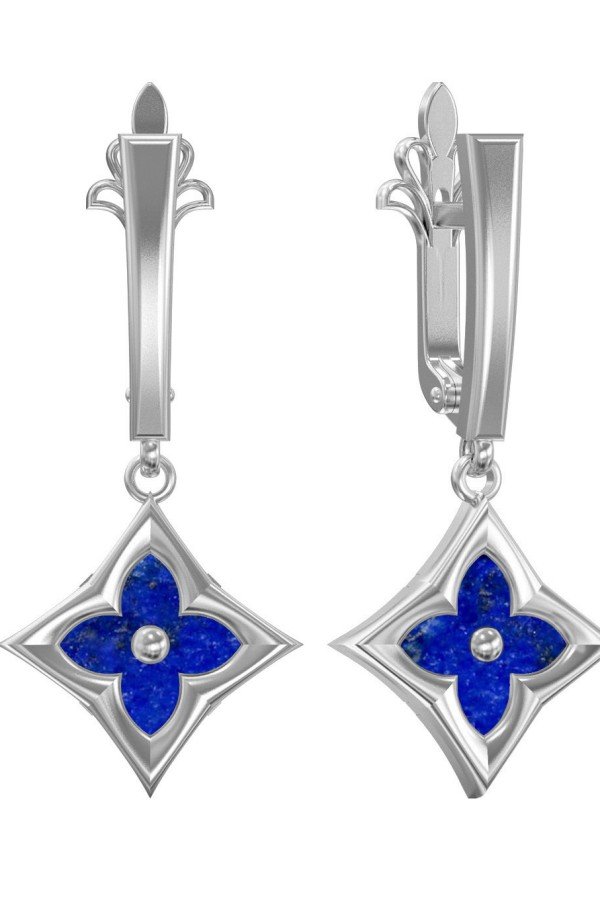 Серьги из белого золота c лазуритом