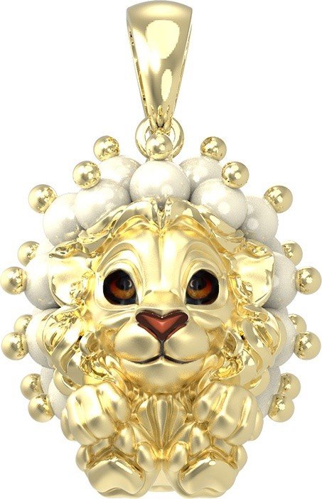 Подвеска из лимонного золота c эмалью и жемчугом