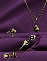 Серьги из лимонного золота c бриллиантами и ониксом