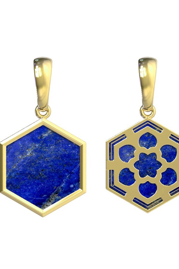 Подвеска из лимонного золота c лазуритом