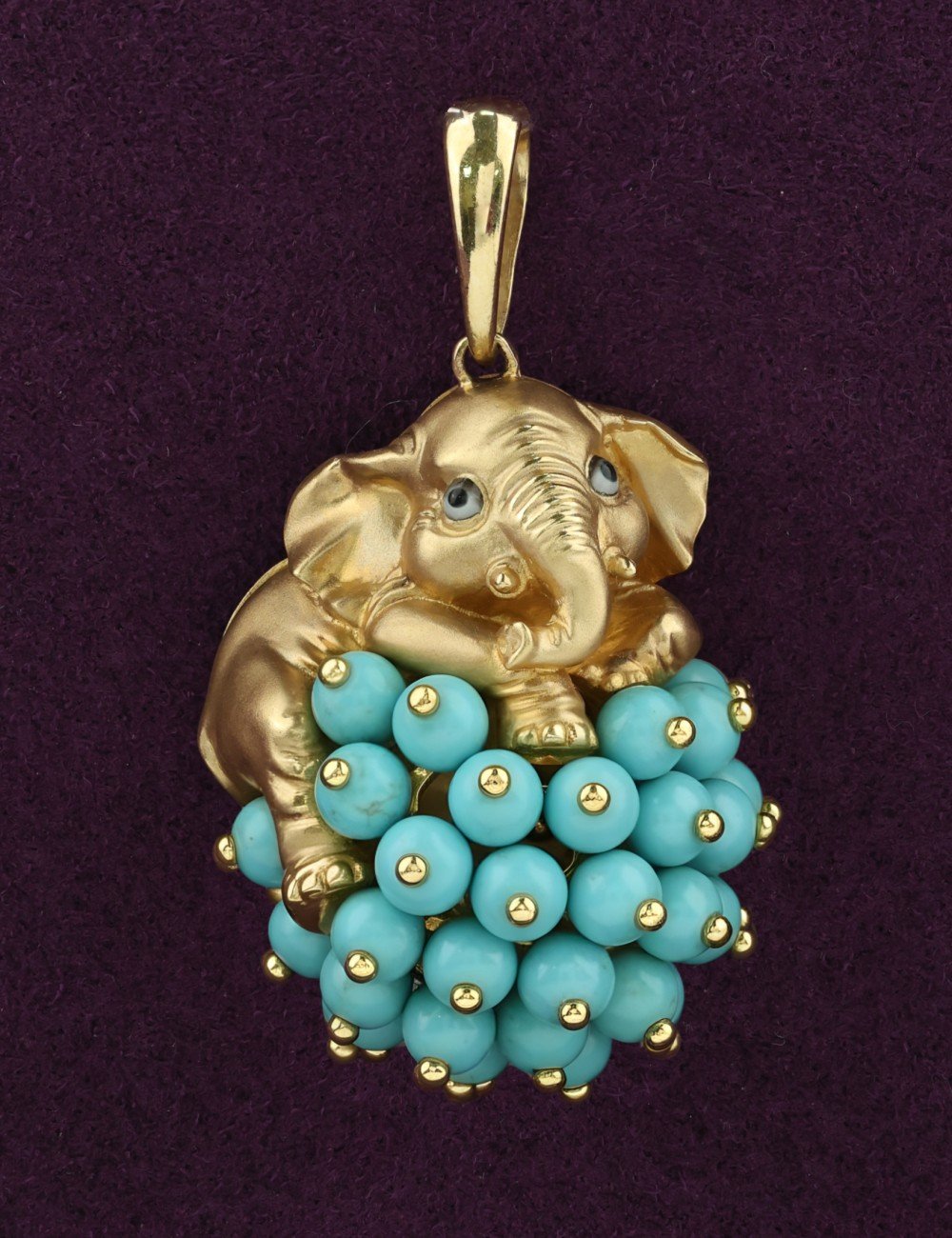 Подвеска из лимонного золота c эмалью и бирюзой