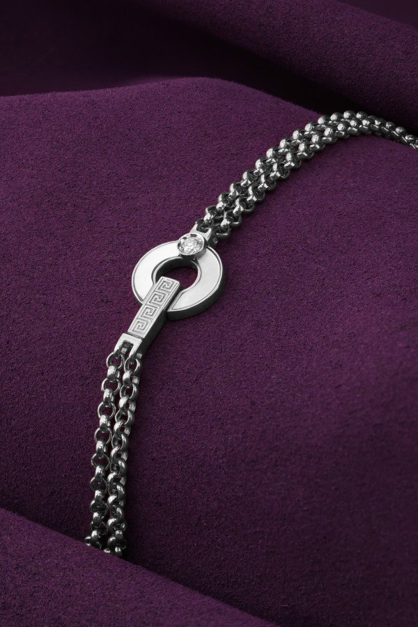 Браслет из белого золота c бриллиантами и перламутром