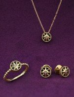 Серьги из лимонного золота c бриллиантами и ониксом