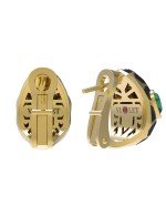 Серьги из лимонного золота c бриллиантами, рубином, ониксом, малахитом и перламутром