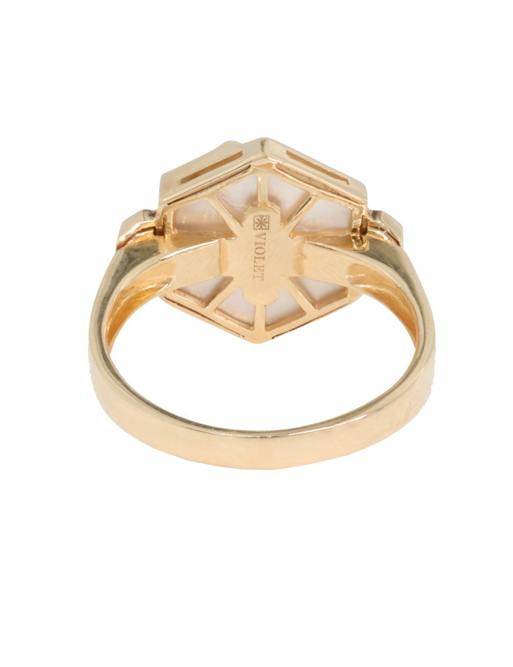 Кольцо из золота c бриллиантами и перламутром