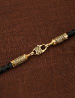 Гайтан из лимонного золота c кожаным шнурком