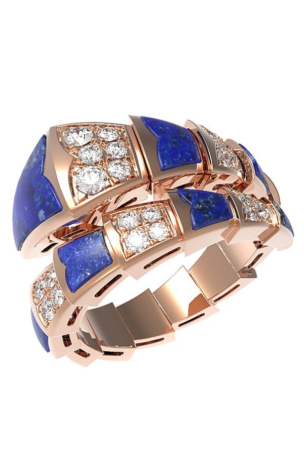 Кольцо из золота c бриллиантами и лазуритом