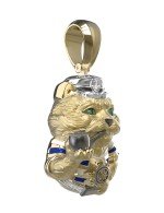 Подвеска из лимонного золота c эмалью, бриллиантами и рубином